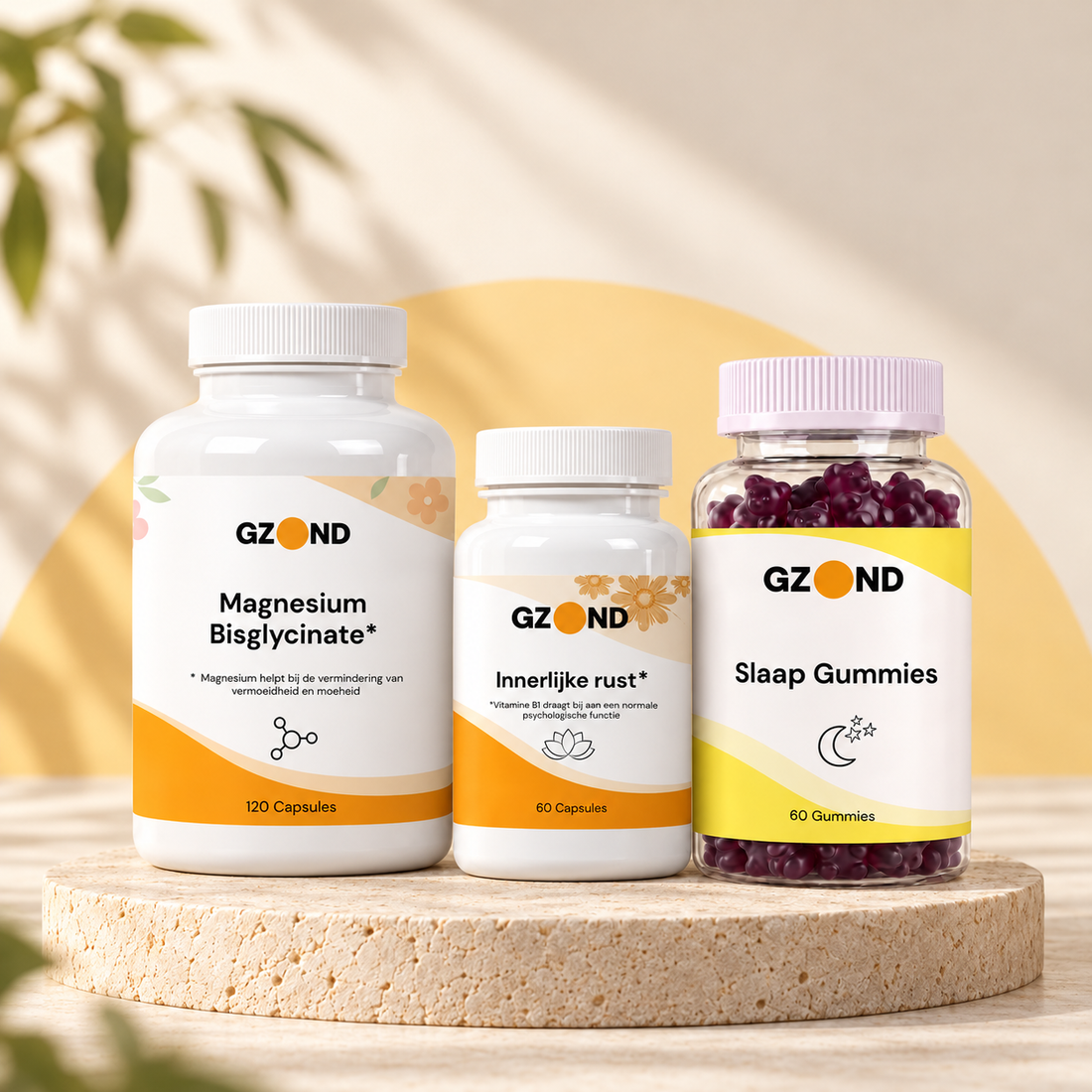 GZOND Avondritueel Bundel met Magnesium Bisglycinaat, Innerlijke Rust en Slaap Gummies