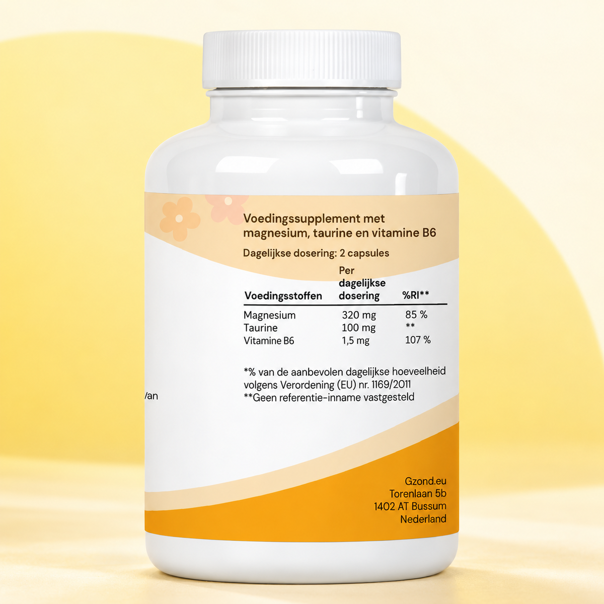 GZOND Magnesium Bisglycinaat — voedingsstoffentabel op het etiket